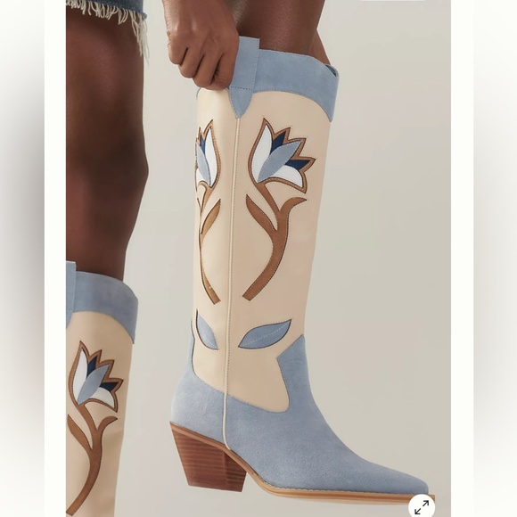 NWT MATISSE X ANTHROPOLOGIE Cool Hand Wester Boot, Blue, size 6 - Picture 4 of 4